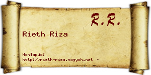 Rieth Riza névjegykártya